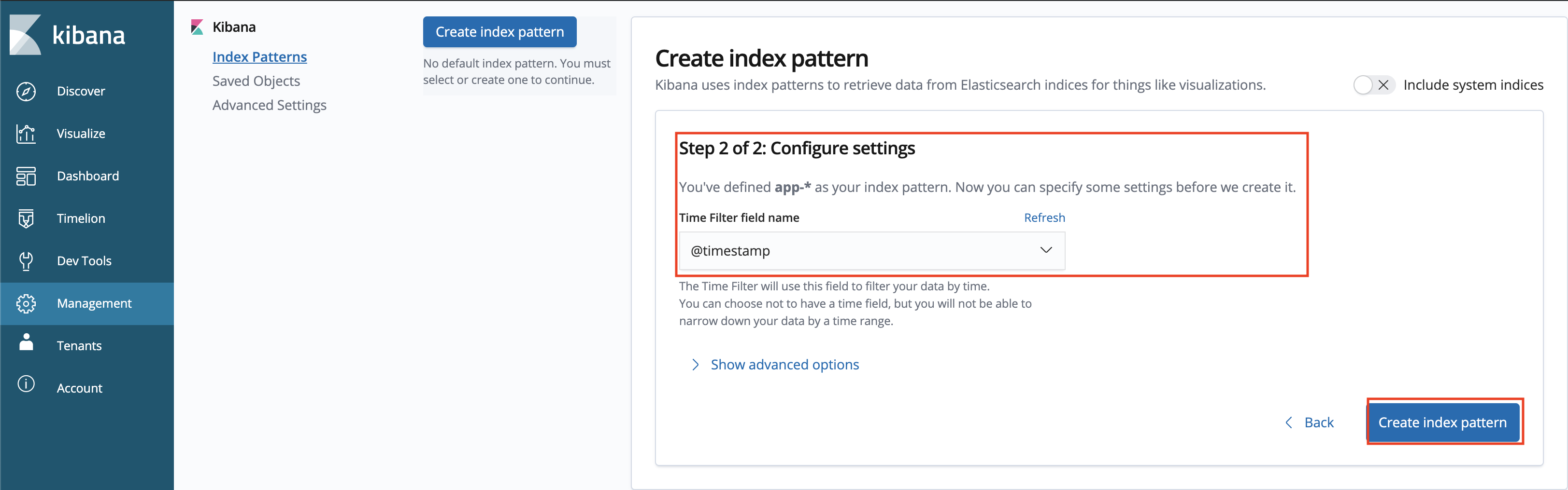 Kibana-create-index-timestamp