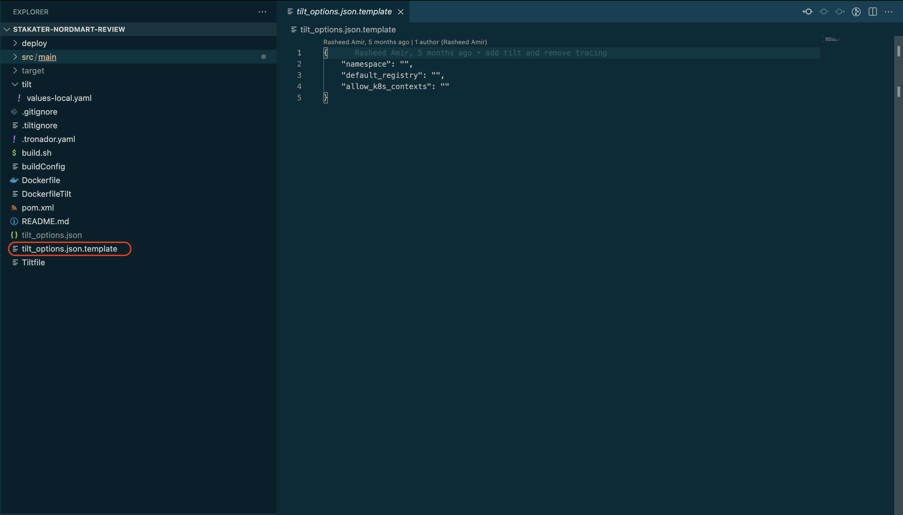 Create tilt options JSON