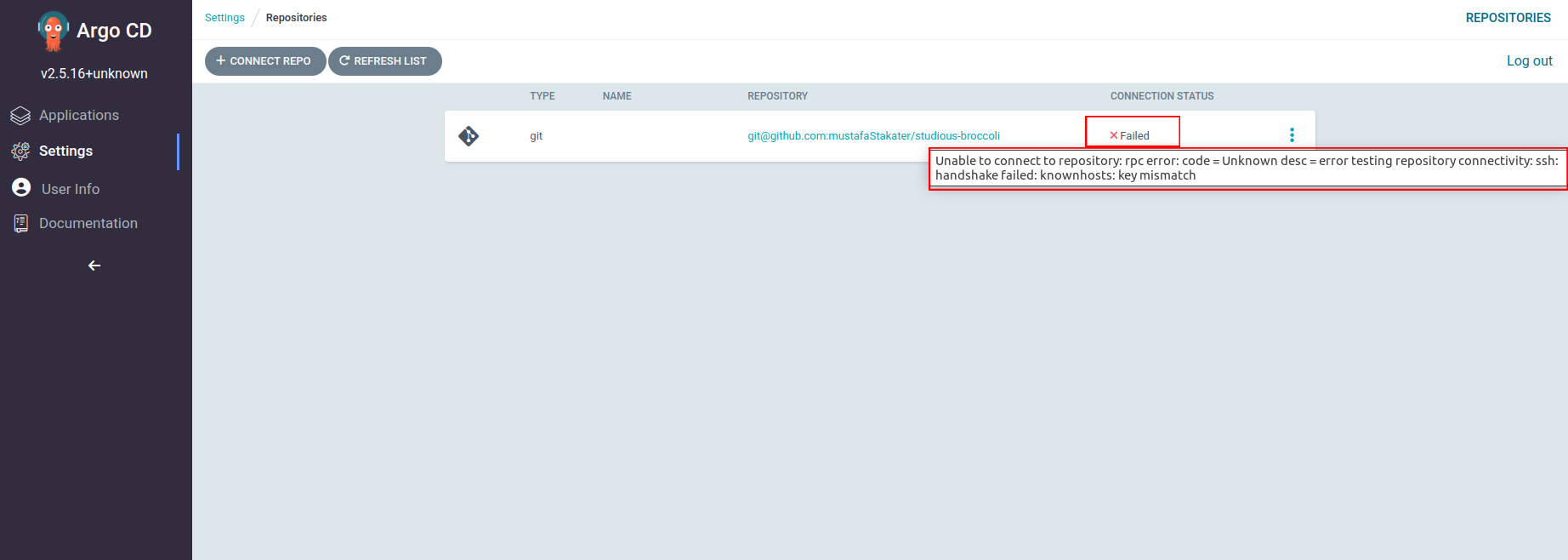 ArgoCD-repo-connection-ssh-issue