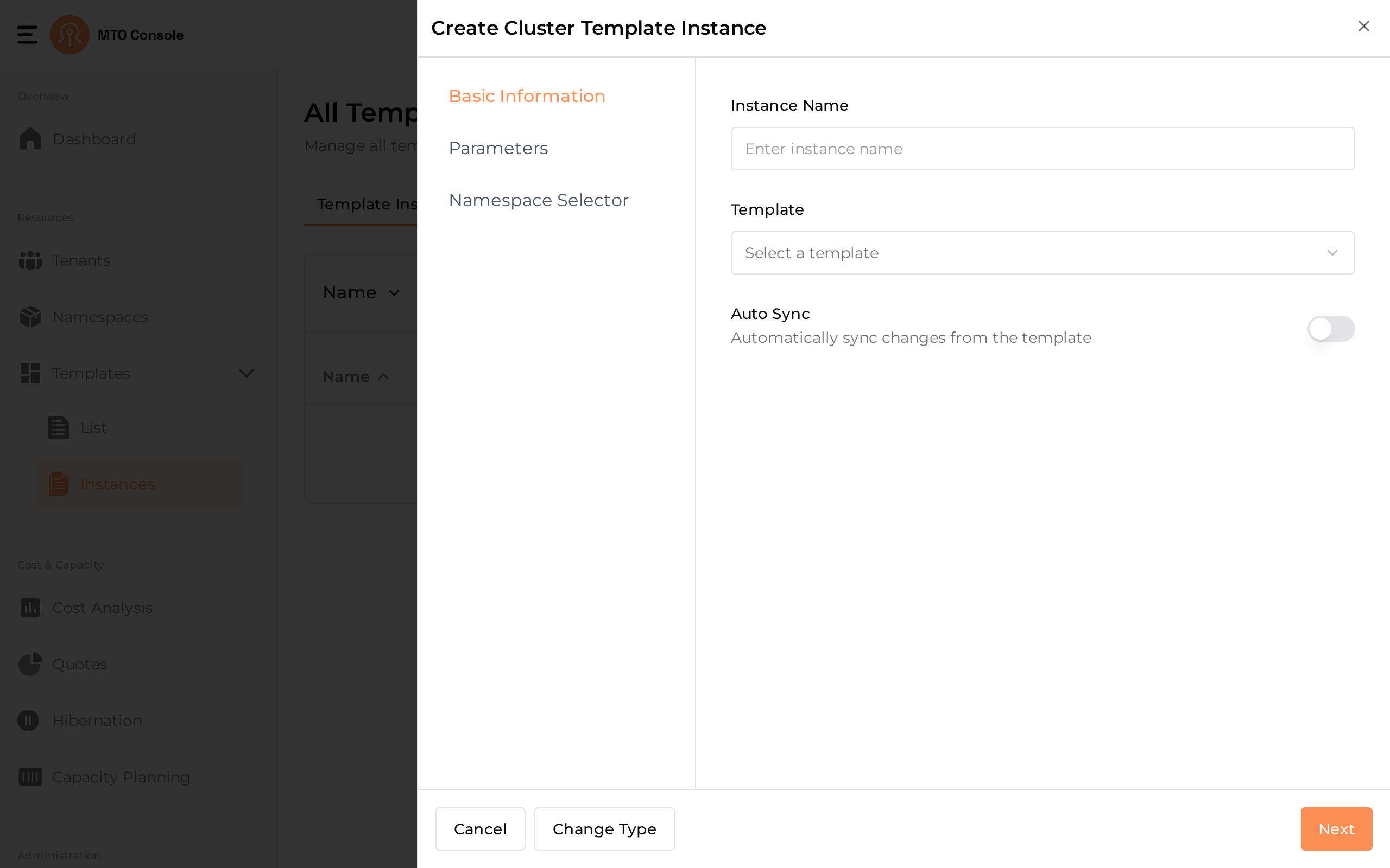 The create drawer on the Basic Information step