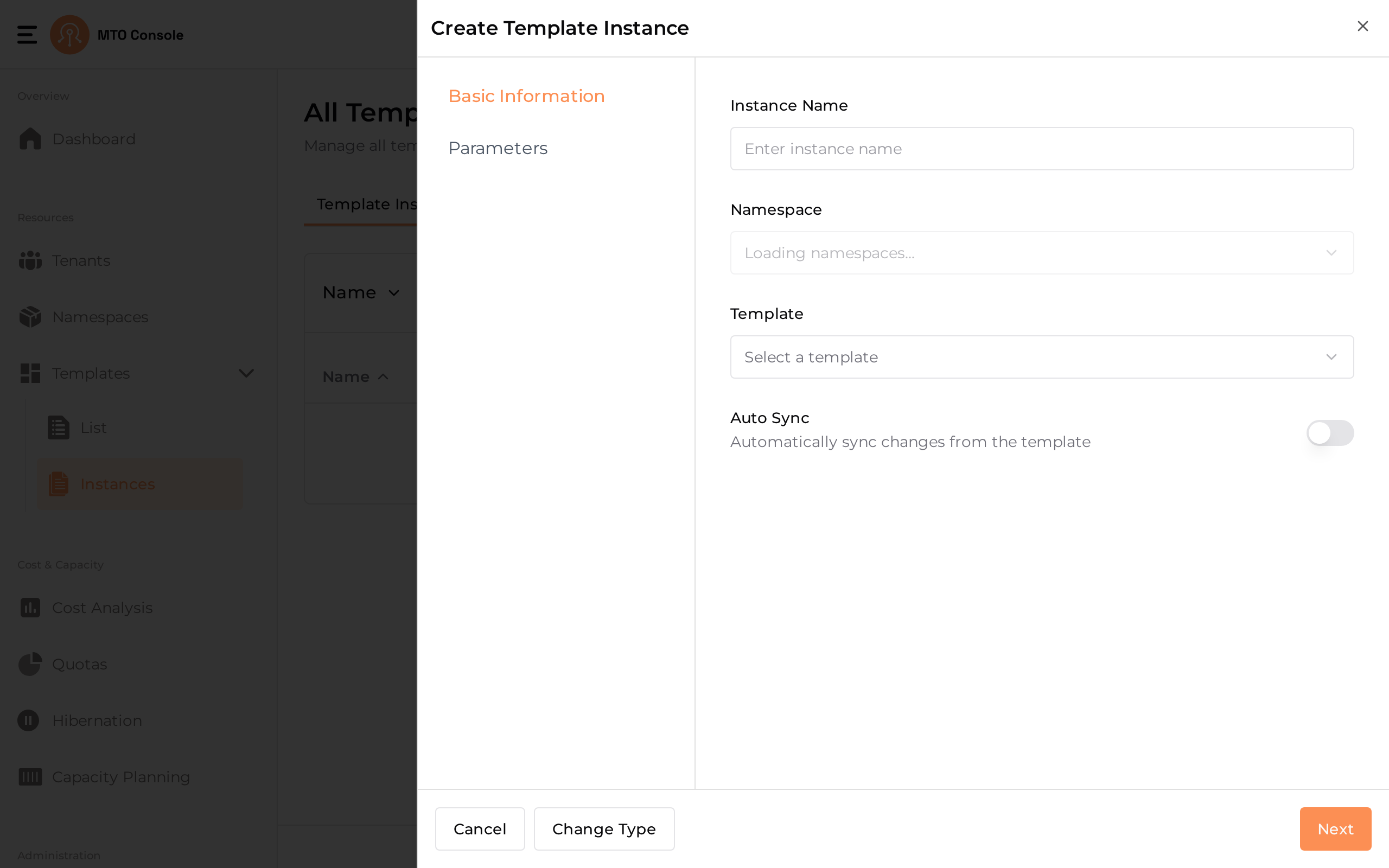 The create drawer on the Basic Information step