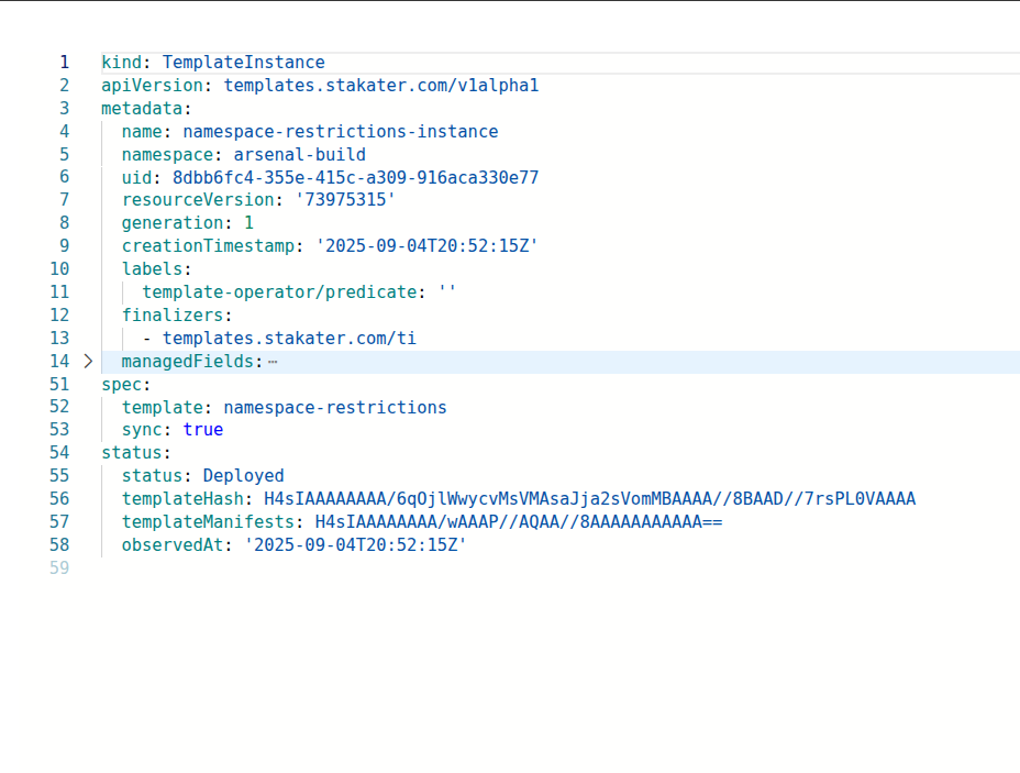 TemplateInstance YAML