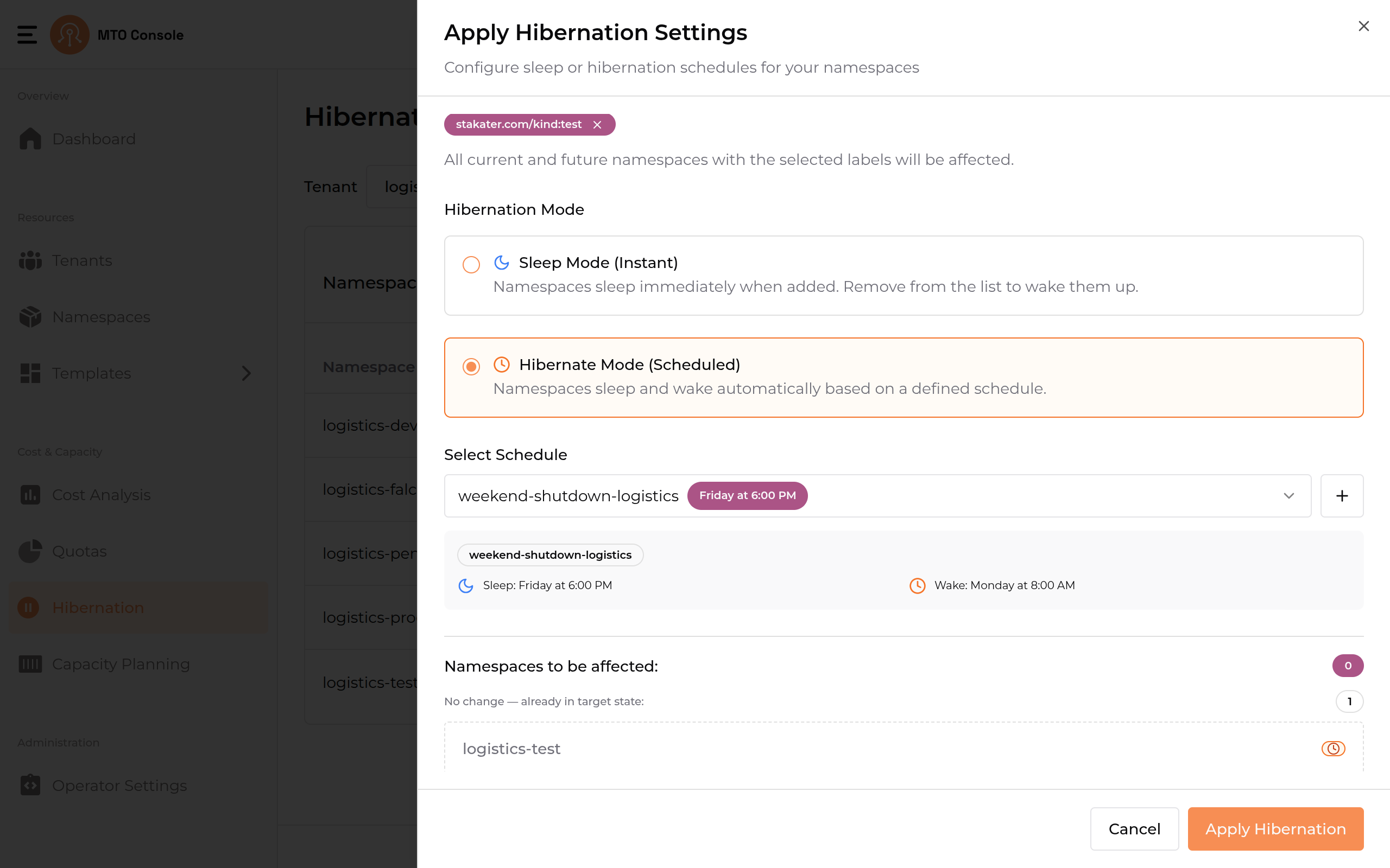 apply-hibernate-by-labels