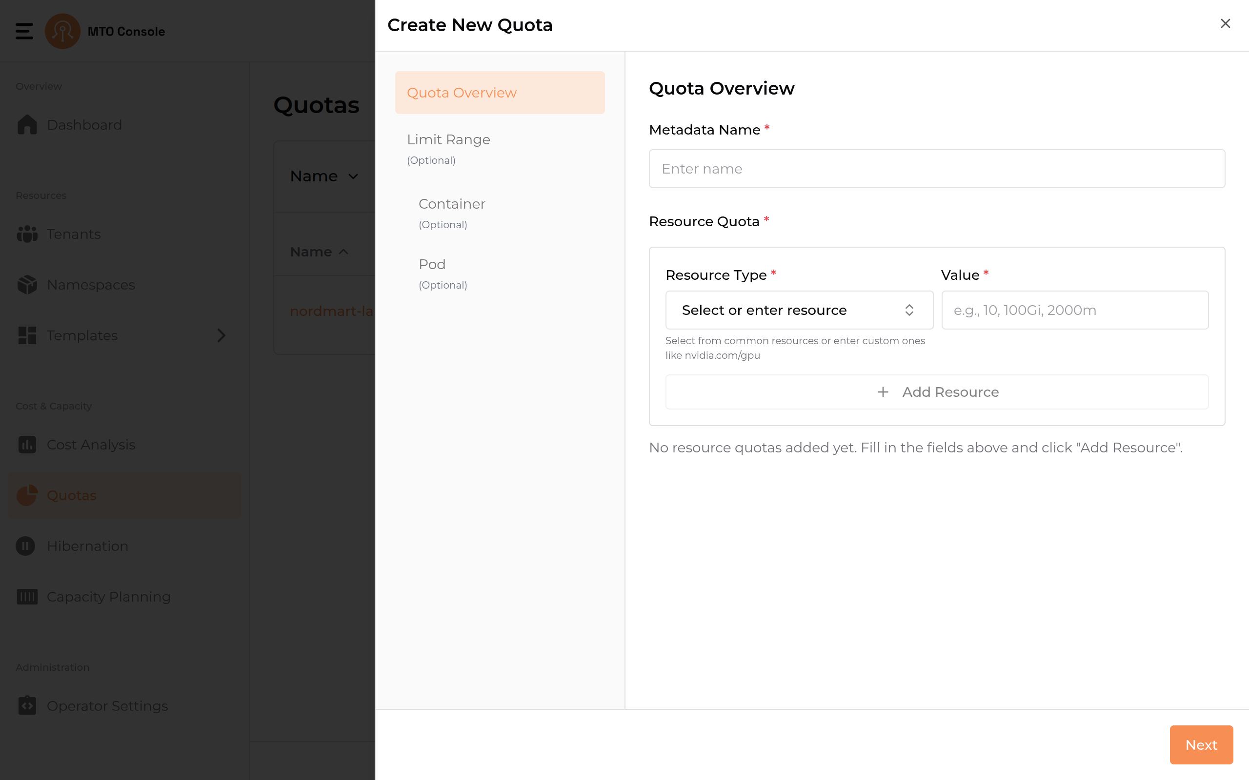 quotaCreationQuotaOverview